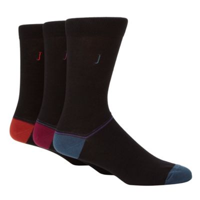 J by Jasper Conran Designer pack of three black placement striped socks